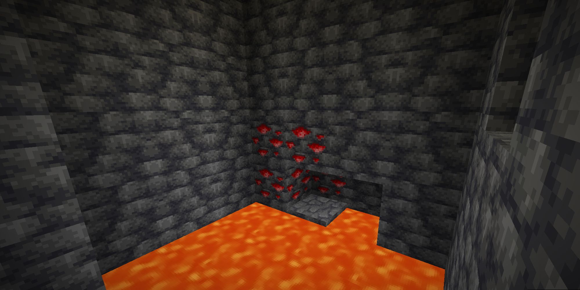 naturally generated redstone ore next to lava