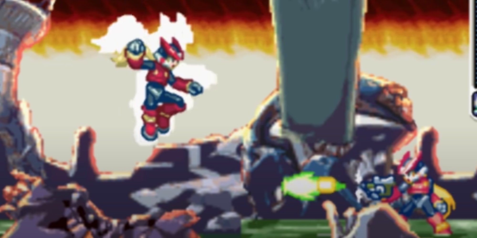 Mega Man Zero 3 - Omega lunges toward Zero