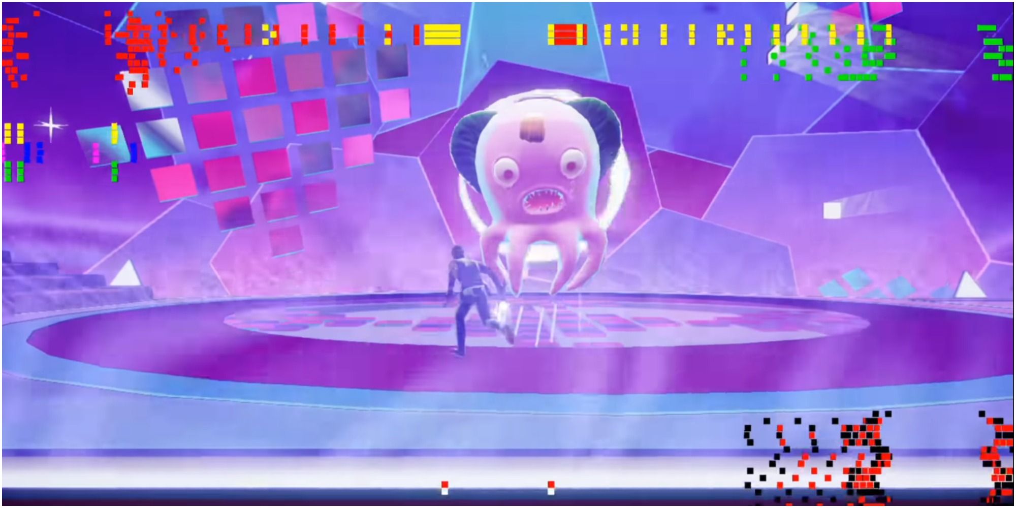 Travis facing Ohma inside the UFO.