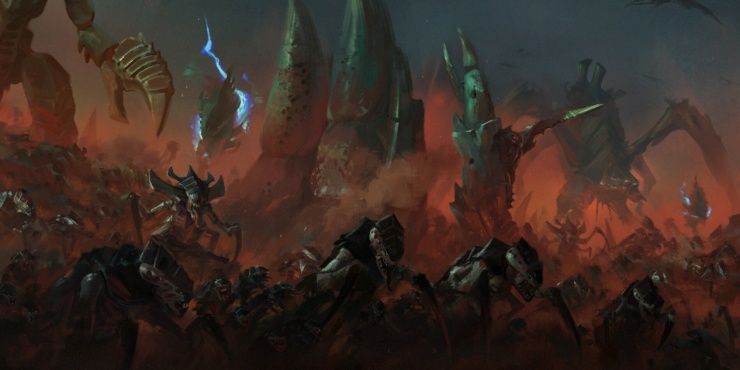 Warhammer 40K: Tyranid Swarm Marauding Across A Planet