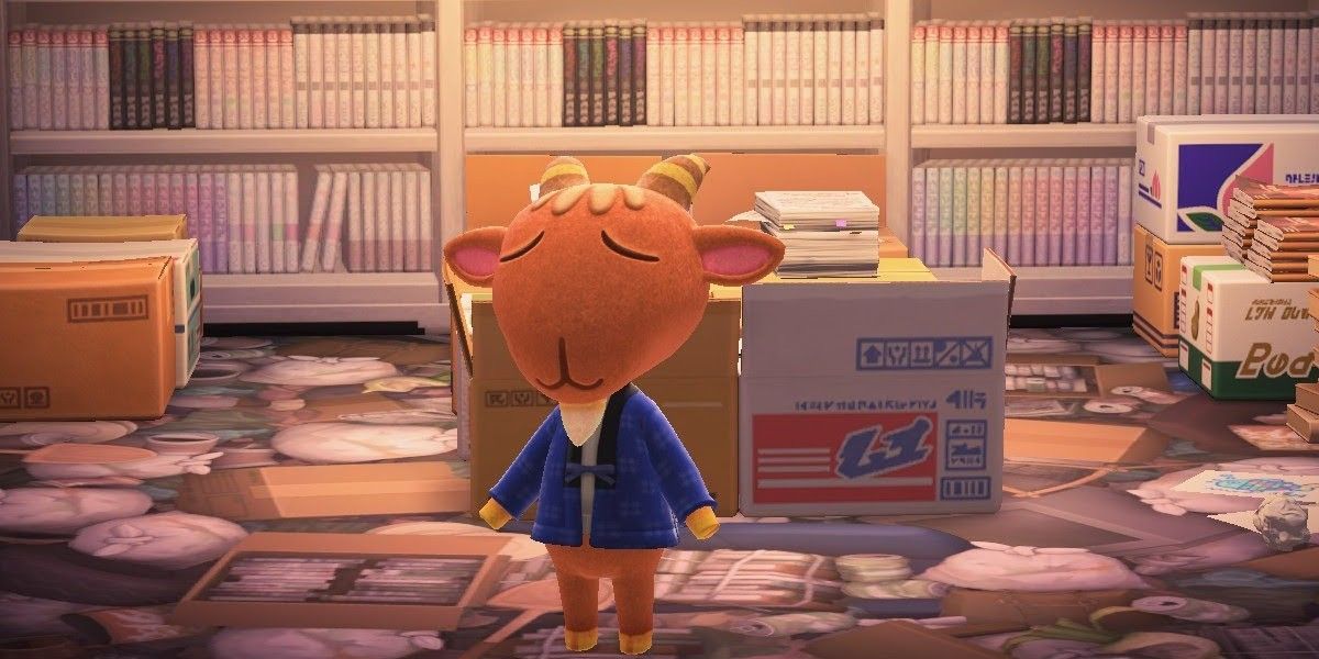 animal crossing billy the goat villager in his home