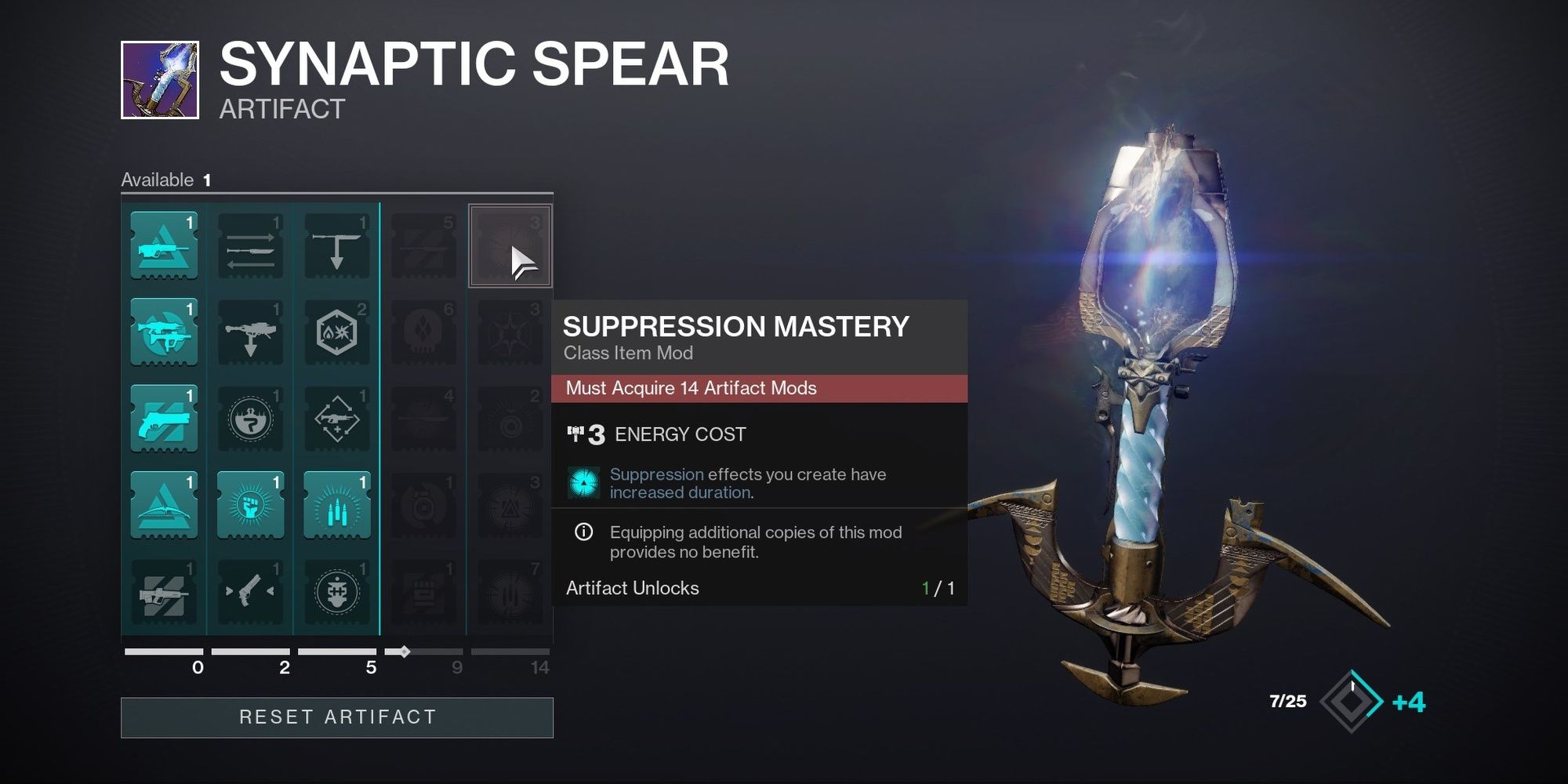 Destiny 2 Season of the Risen Artifact Suppression Mastery