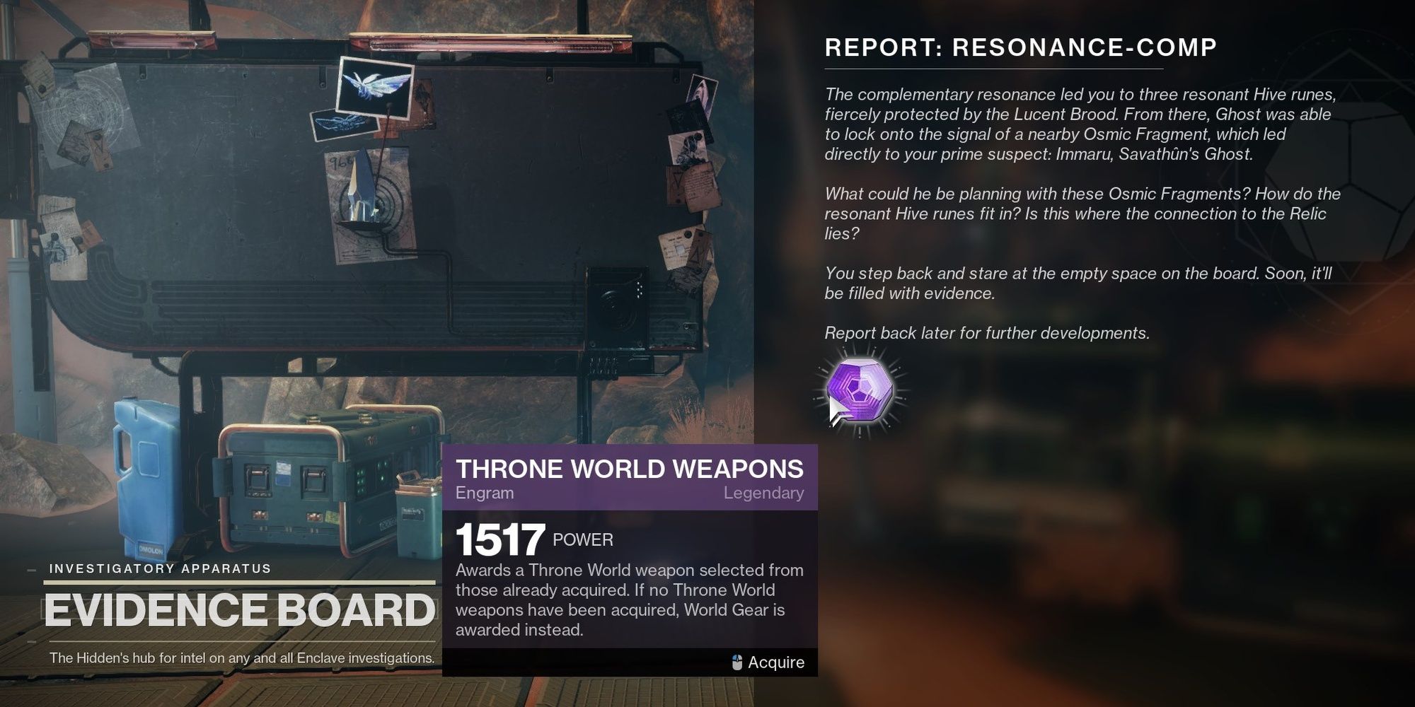 Destiny 2 Witch Queen Evidence Board