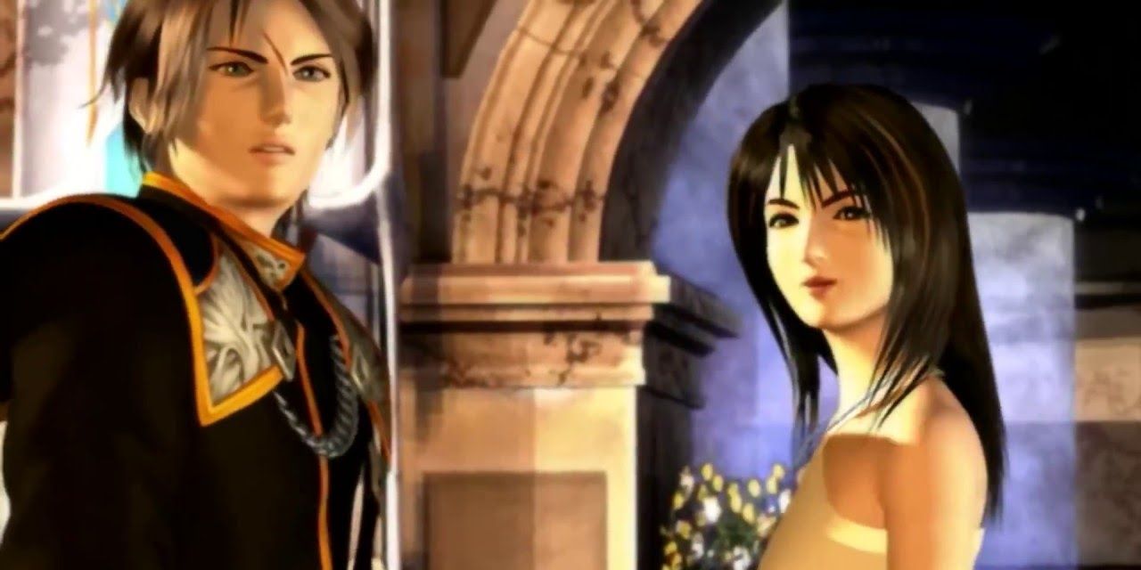 Squall and Rinoa from Final Fantasy 8 in formal attire at a dance