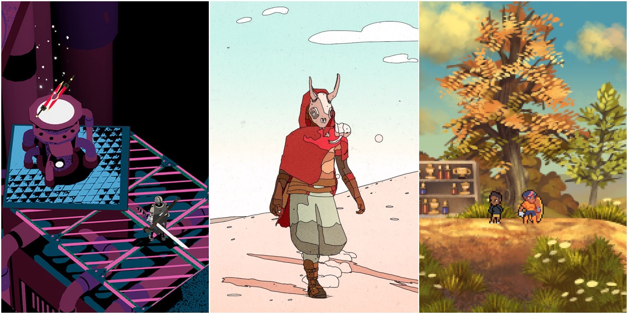 Split image of BOT-C from Creature in the Well, Sable, Aliph from Even the Ocean