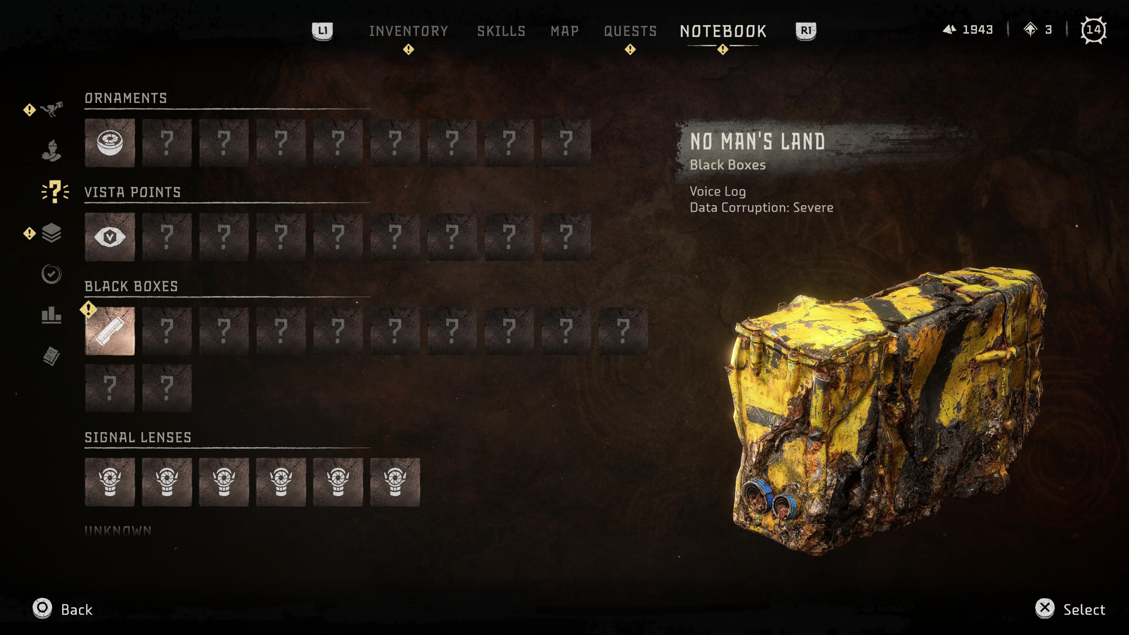 HFW Black Box No Man's Land Menu