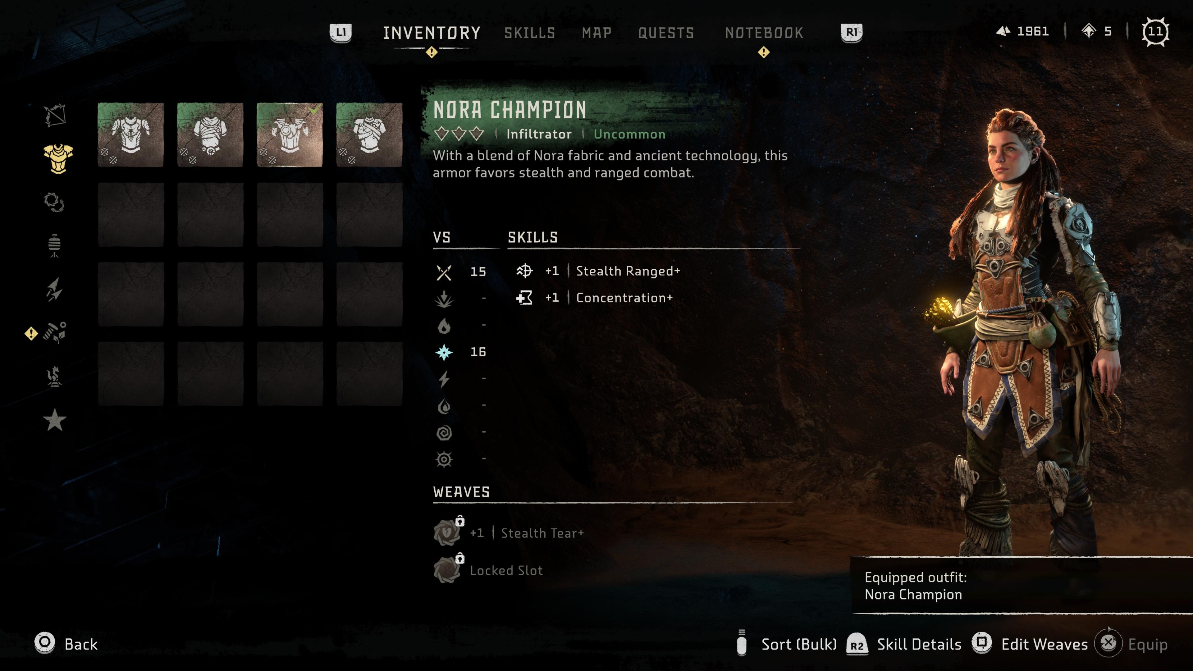 HFW Outfit Nora Champion Menu