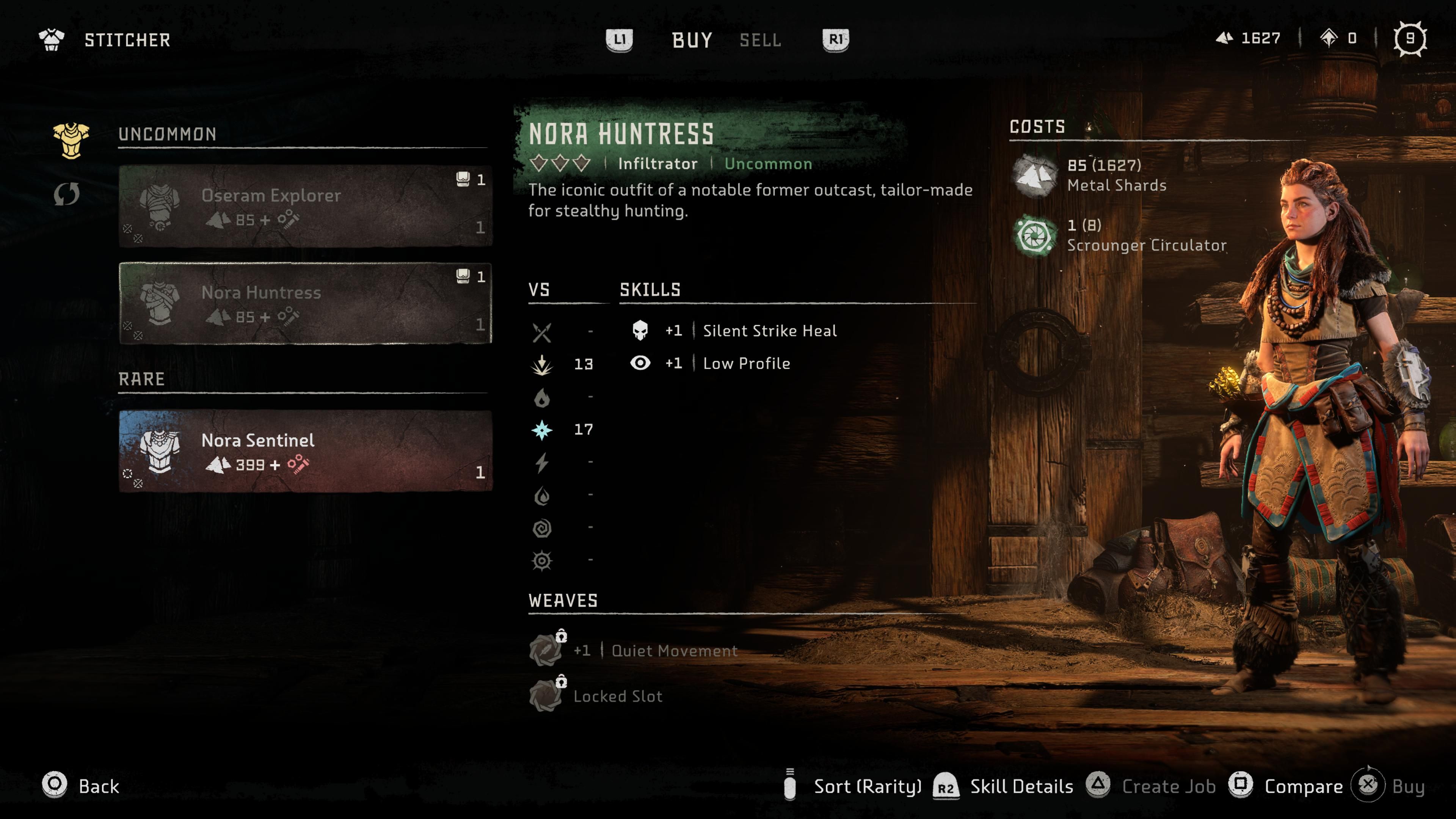 HFW Outfit Nora Huntress Menu