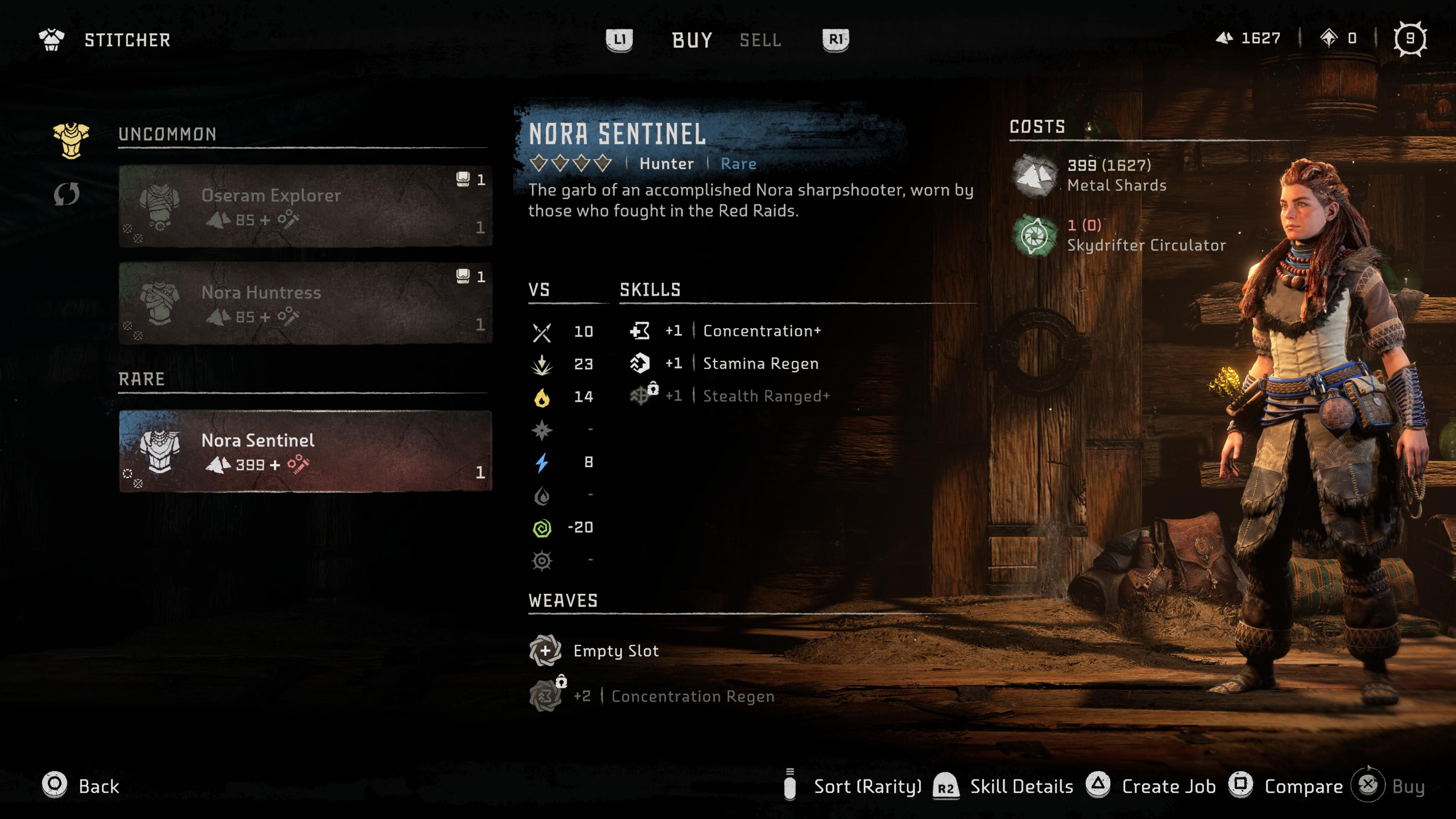 HFW Outfit Nora Sentinel Menu