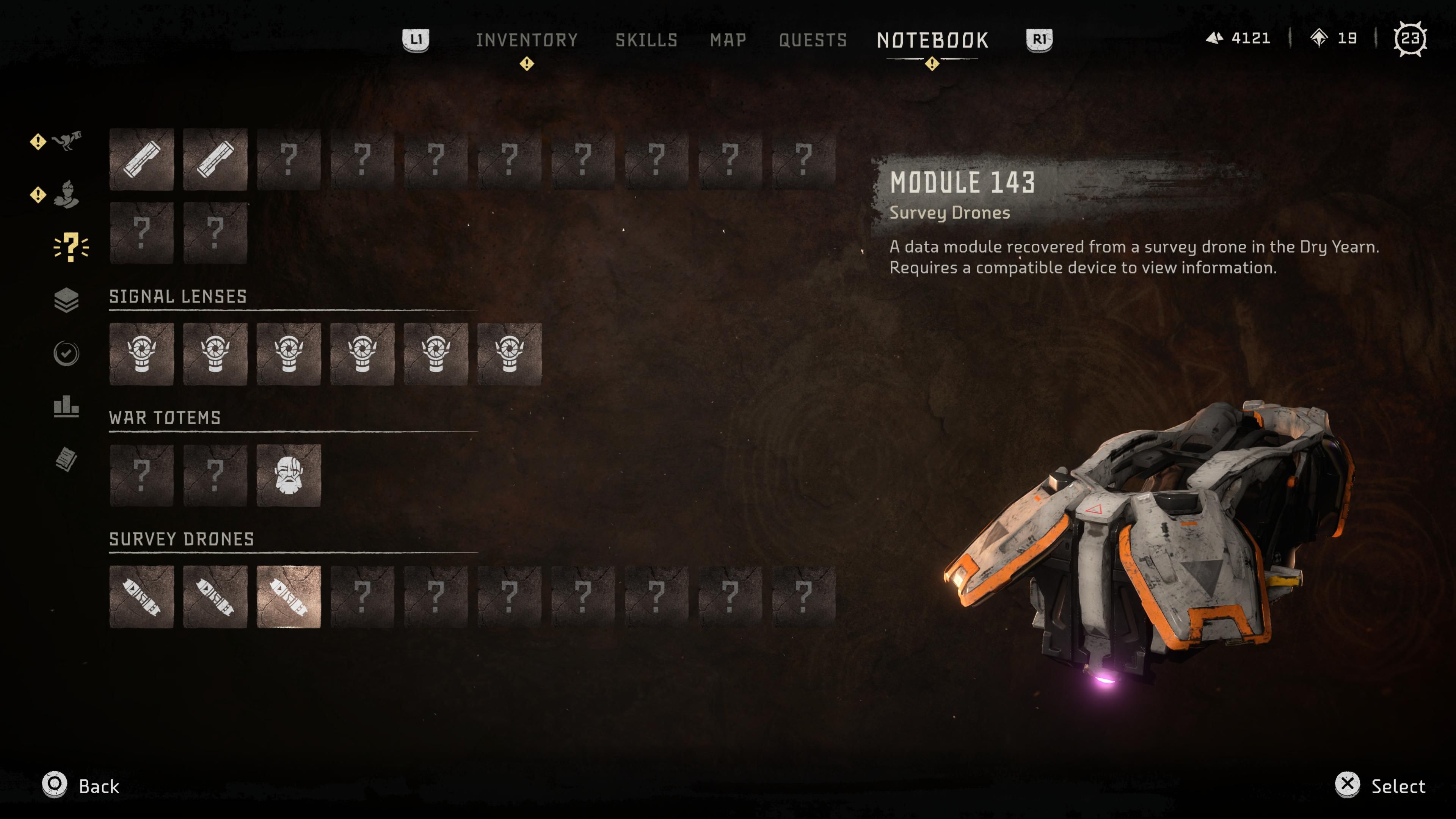HFW Survey Drone Module 143 Menu