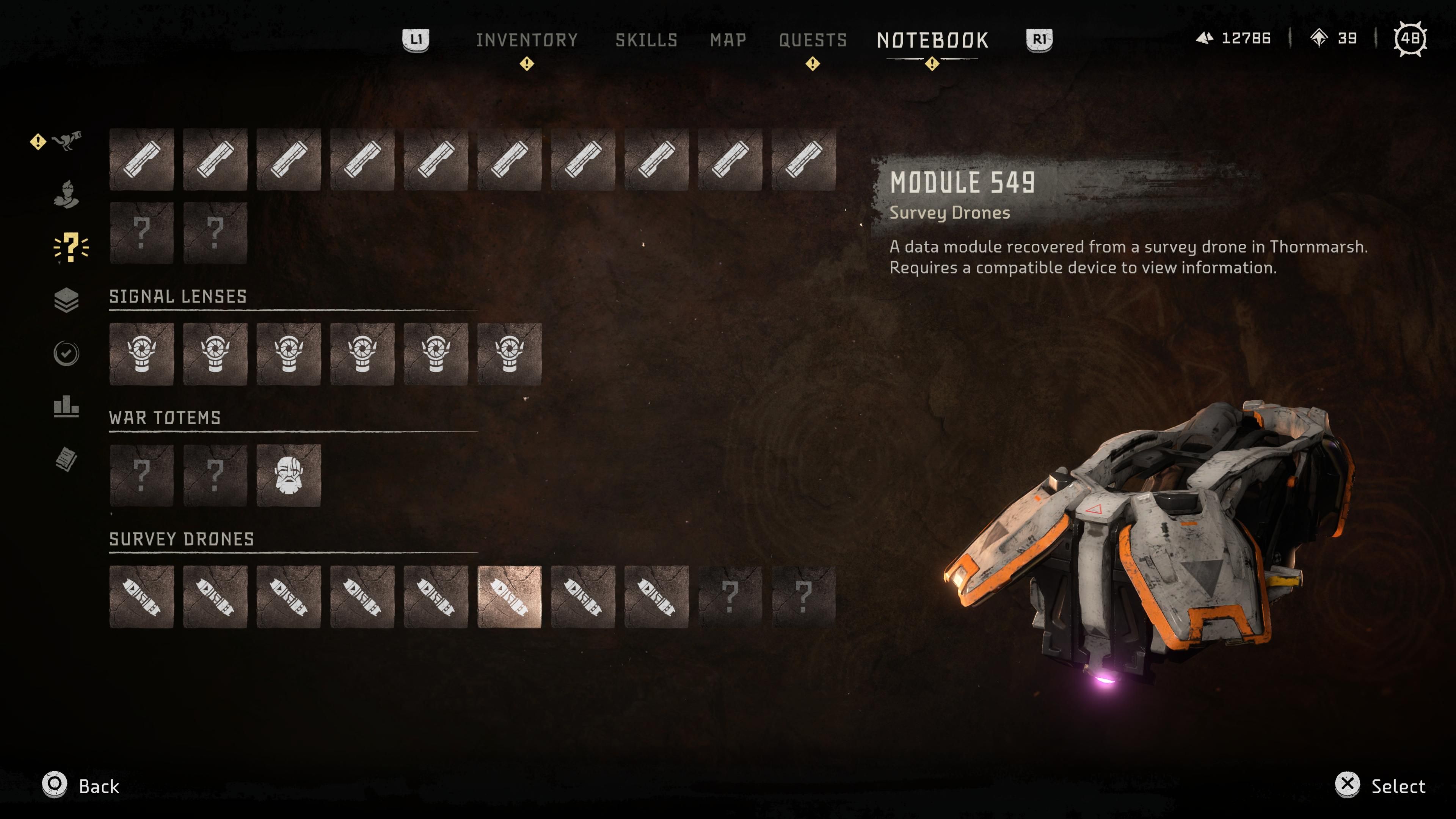 HFW Survey Drone Module 549 Menu