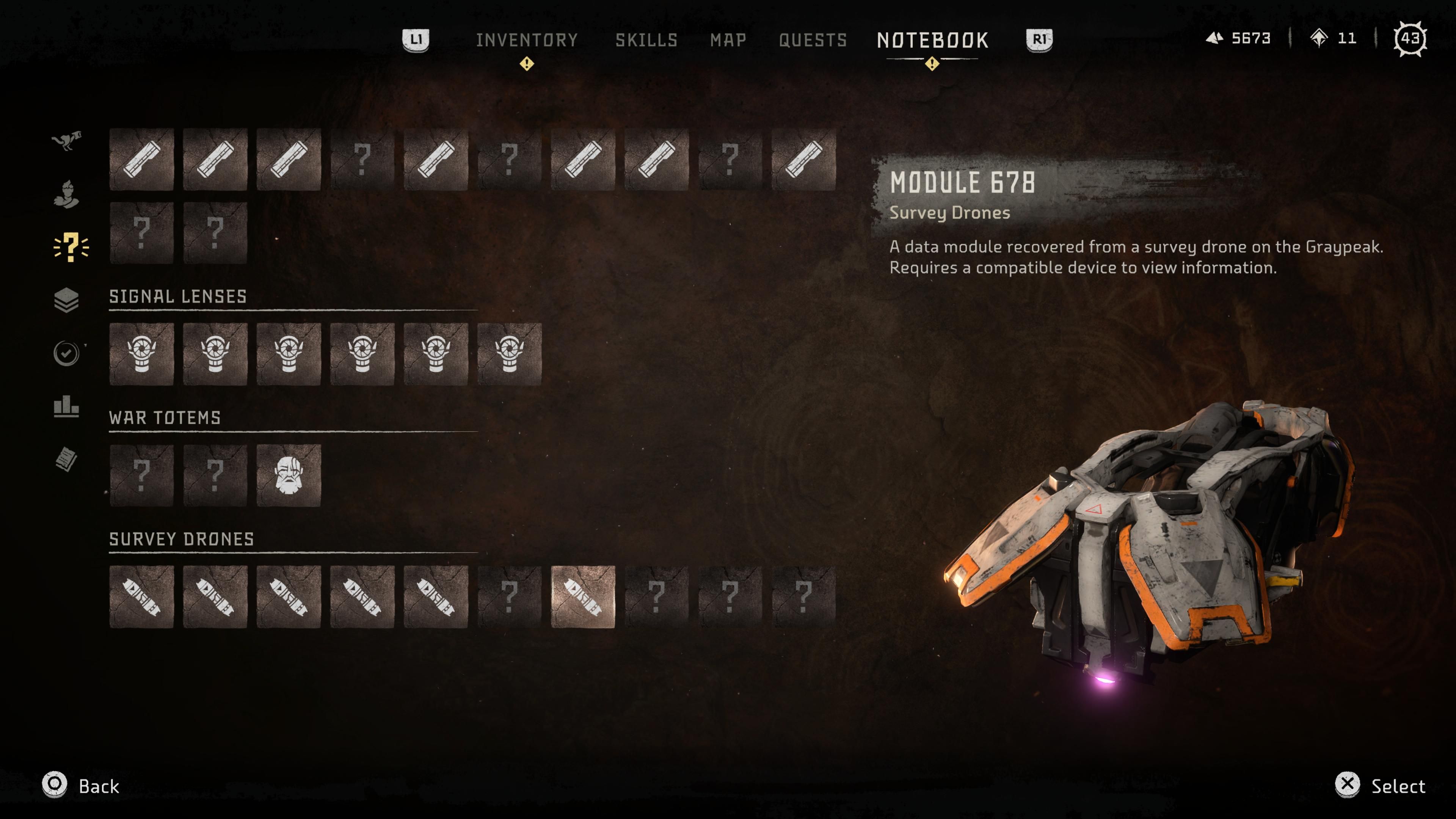 HFW Survey Drone Module 678 Menu