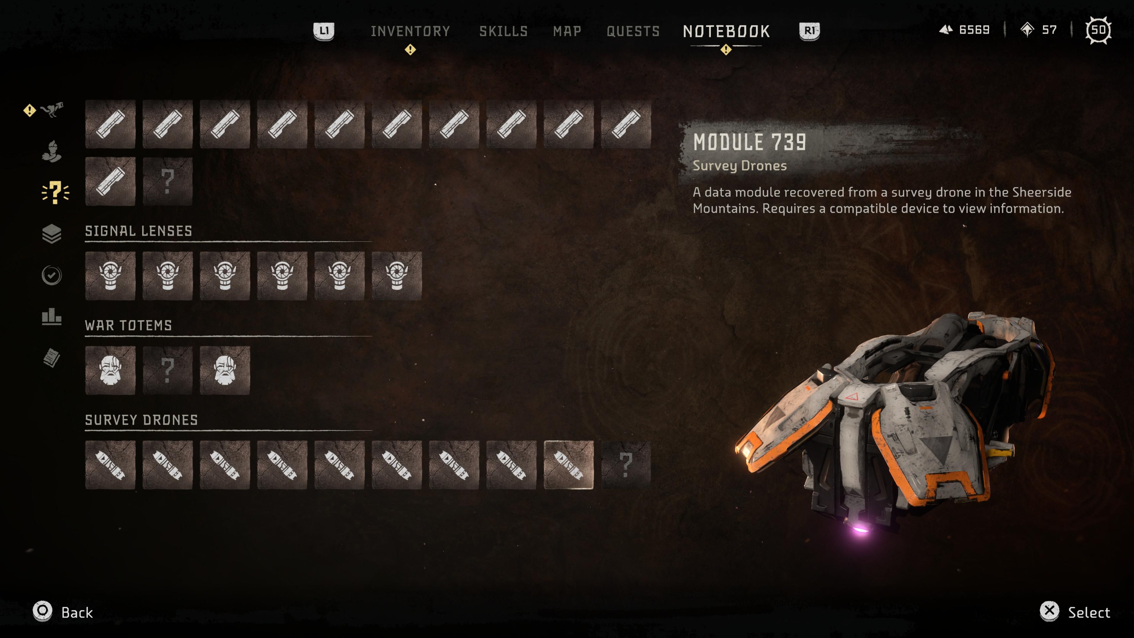 HFW Survey Drone Module 739 Menu