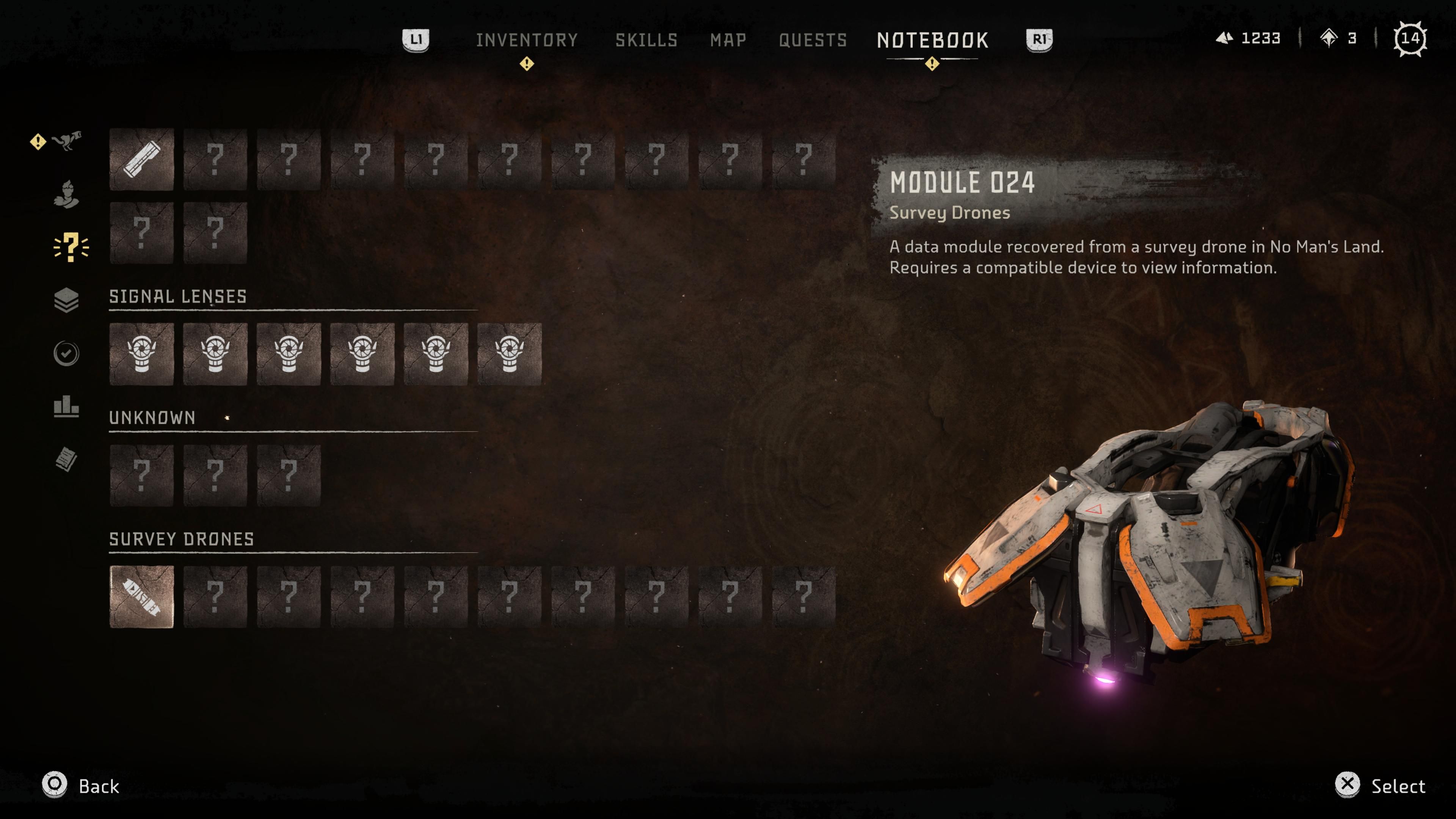 HFW Survey Drones Module 024 Menu