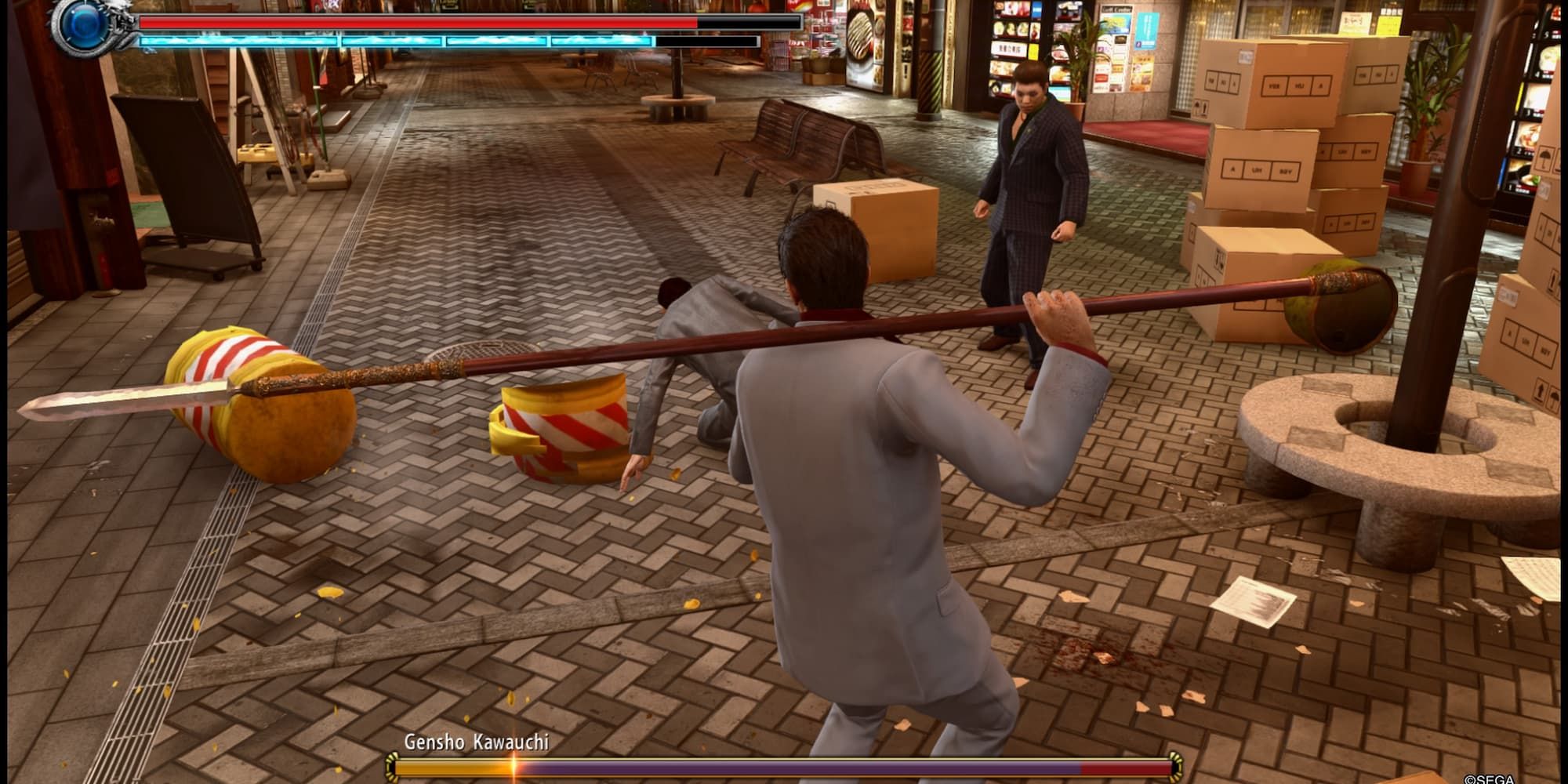 Kiryu holding an Iron Spear