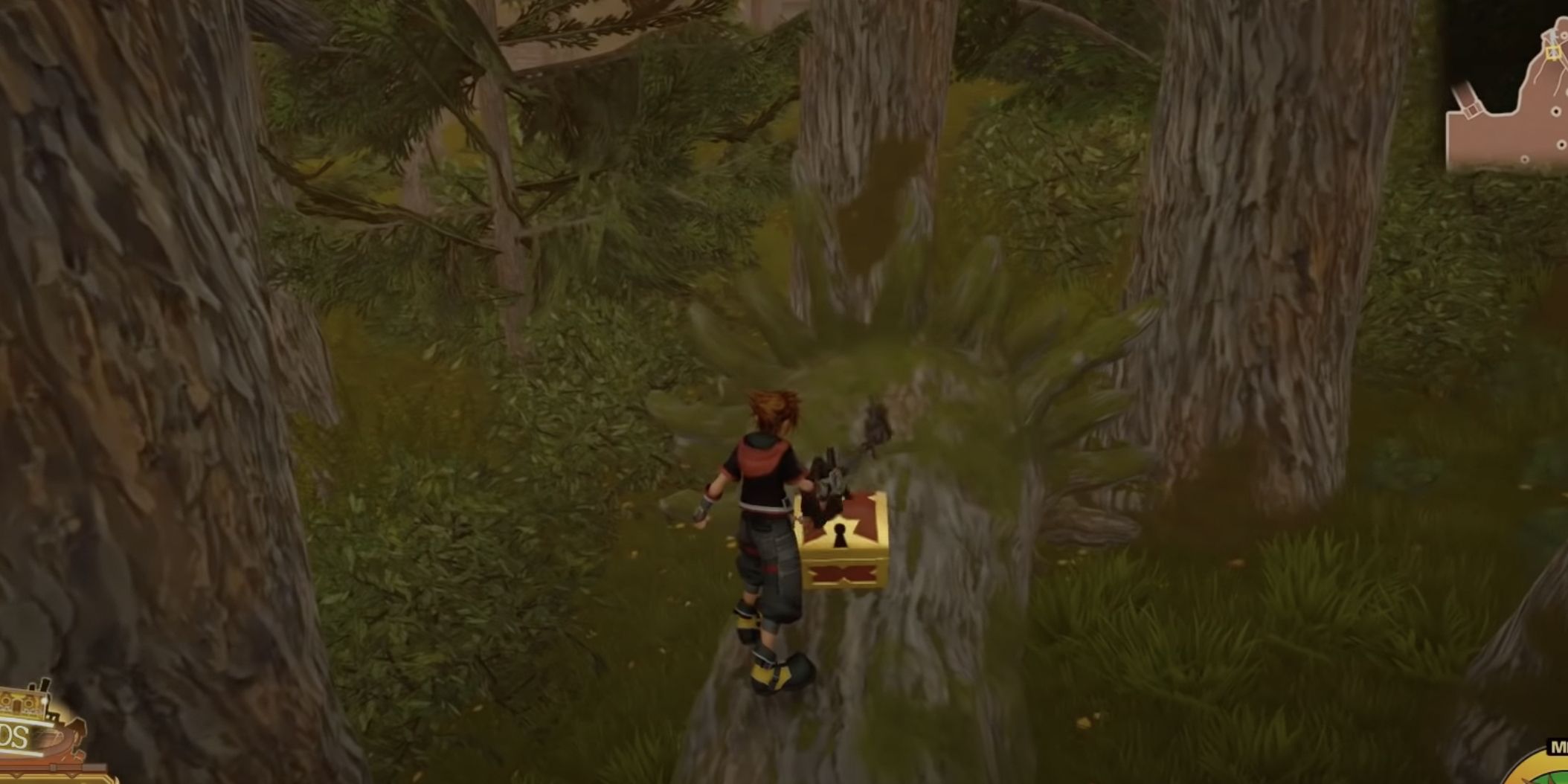 Sora standing over the seventh Treasure Chest in Kingdom Hearts 3's Twilight Town