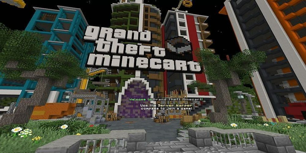 Grand Theft Minecart server in Minecraft