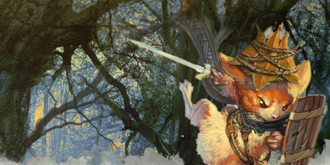 Art work of a mouse wilding a sword and a wooden shield