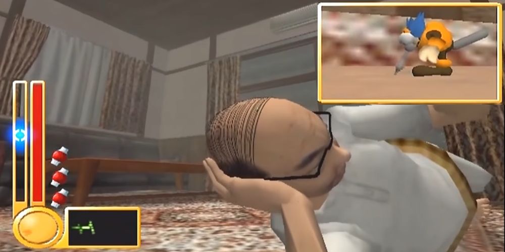 Mr. Mosquitoe drains blood from the top of his victim's head