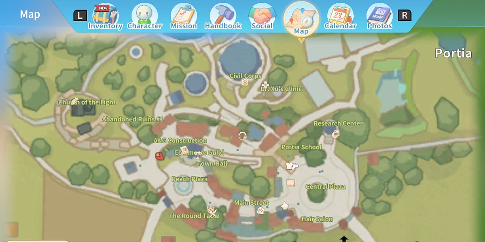 My Time at Portia town map
