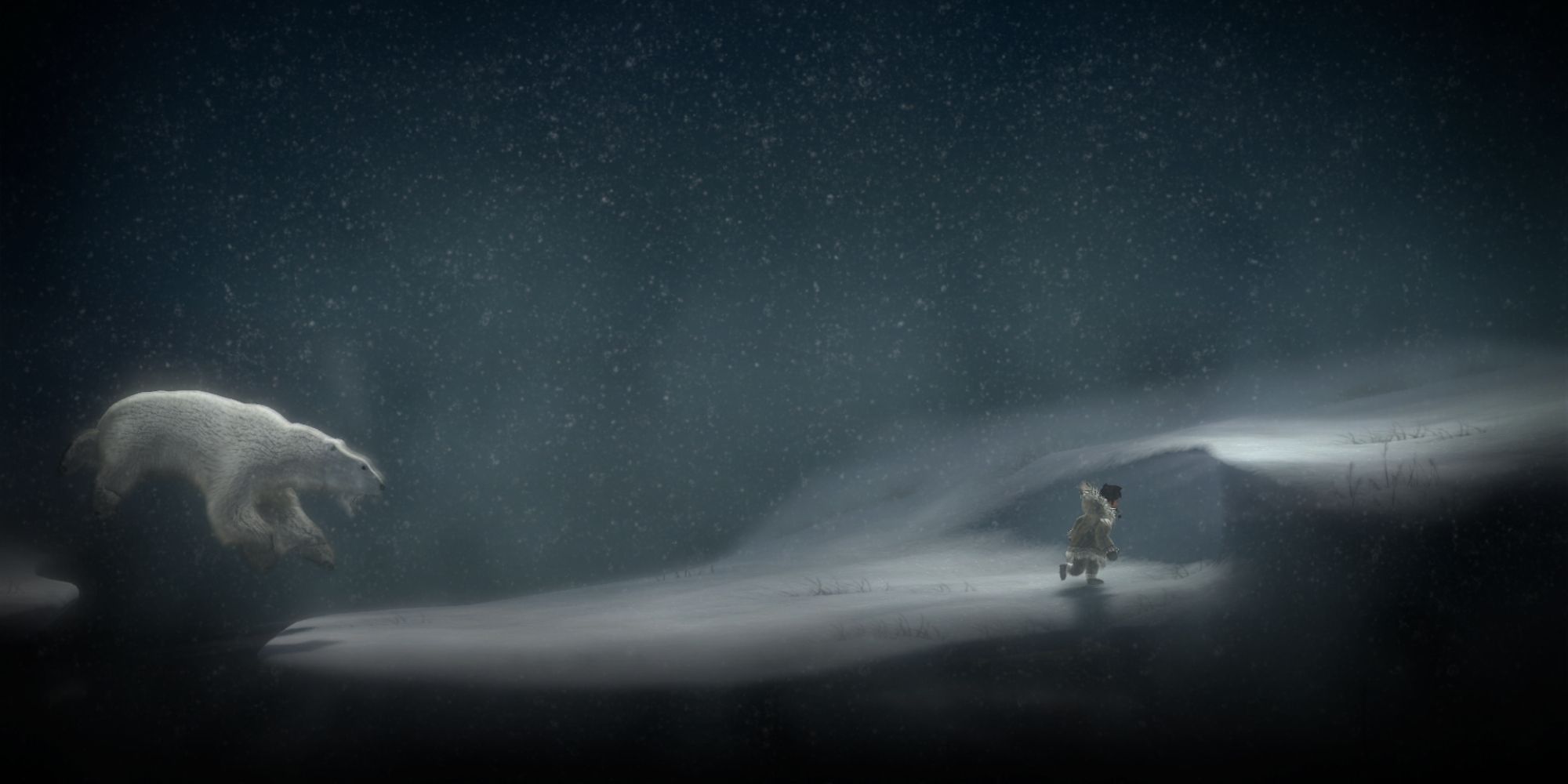 Never Alone Screenshot Of Girl Coming Up To A Wall