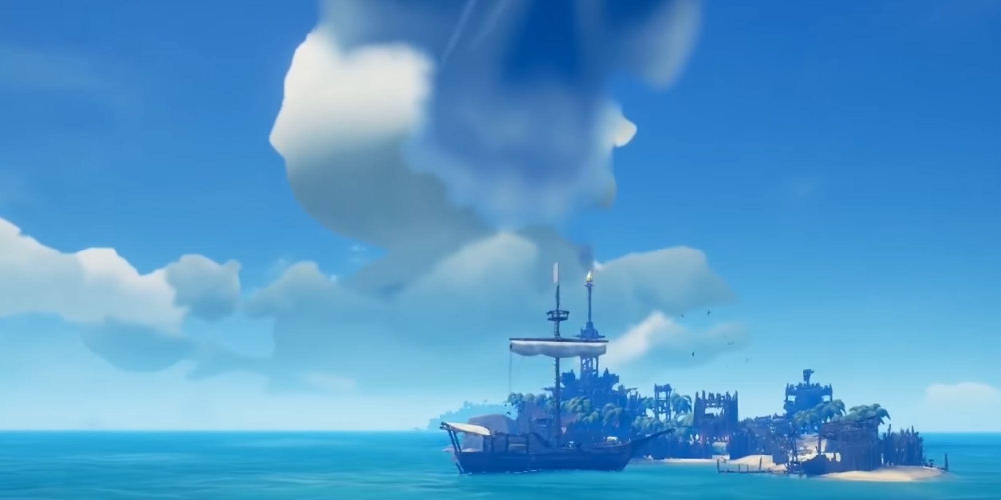 Sea Of Thieves Ship Parked At A Skeleton Fort