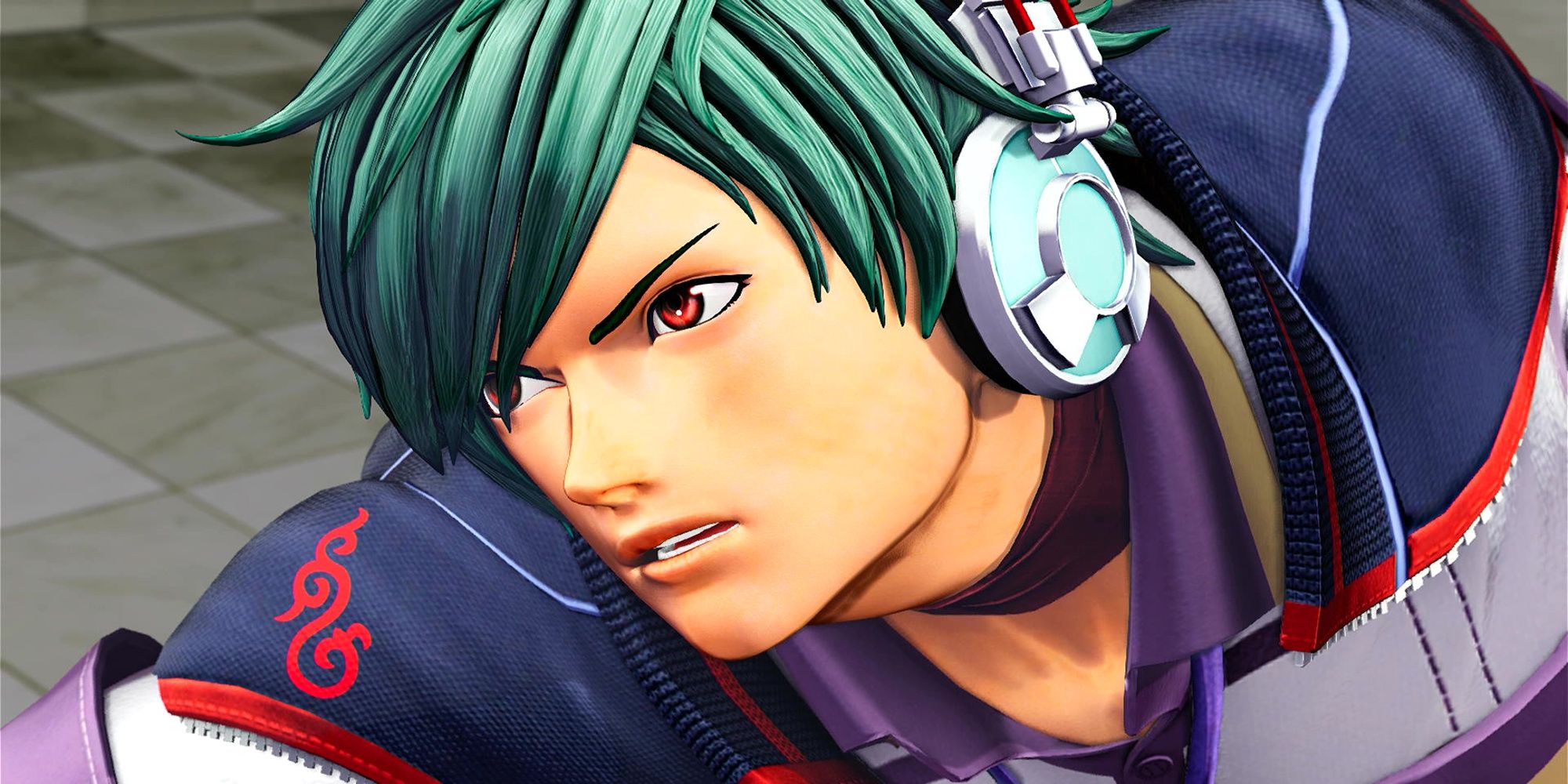 Close up of Shun'ei's face during his Climax Super Special move, Phantom Singulation, in the King Of Fighters 15.