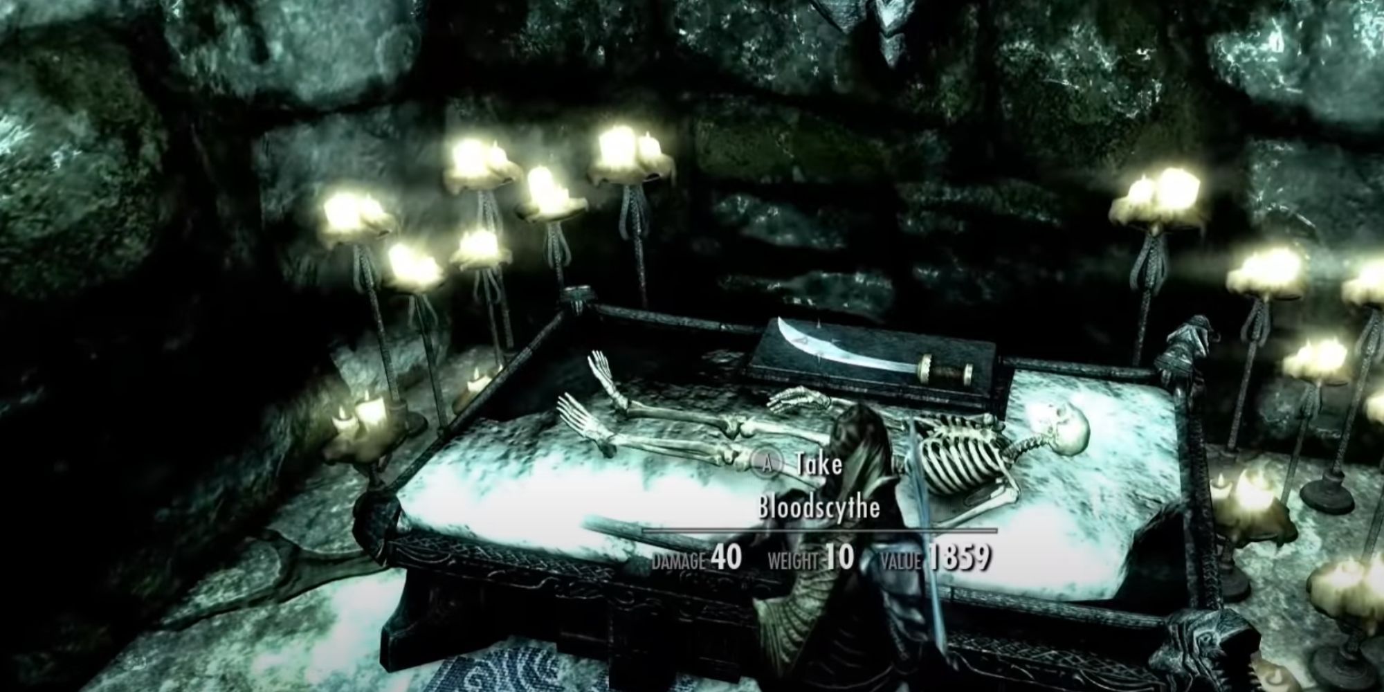 Skyrim Bloodscythe Next To Skeleton