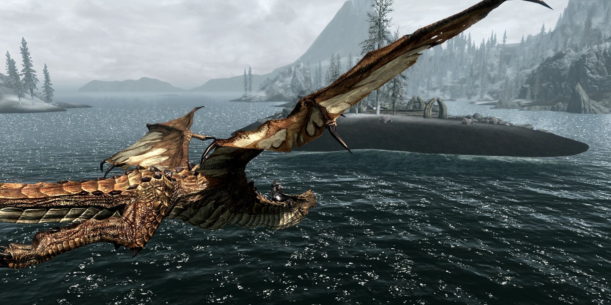 player riding dragon over water