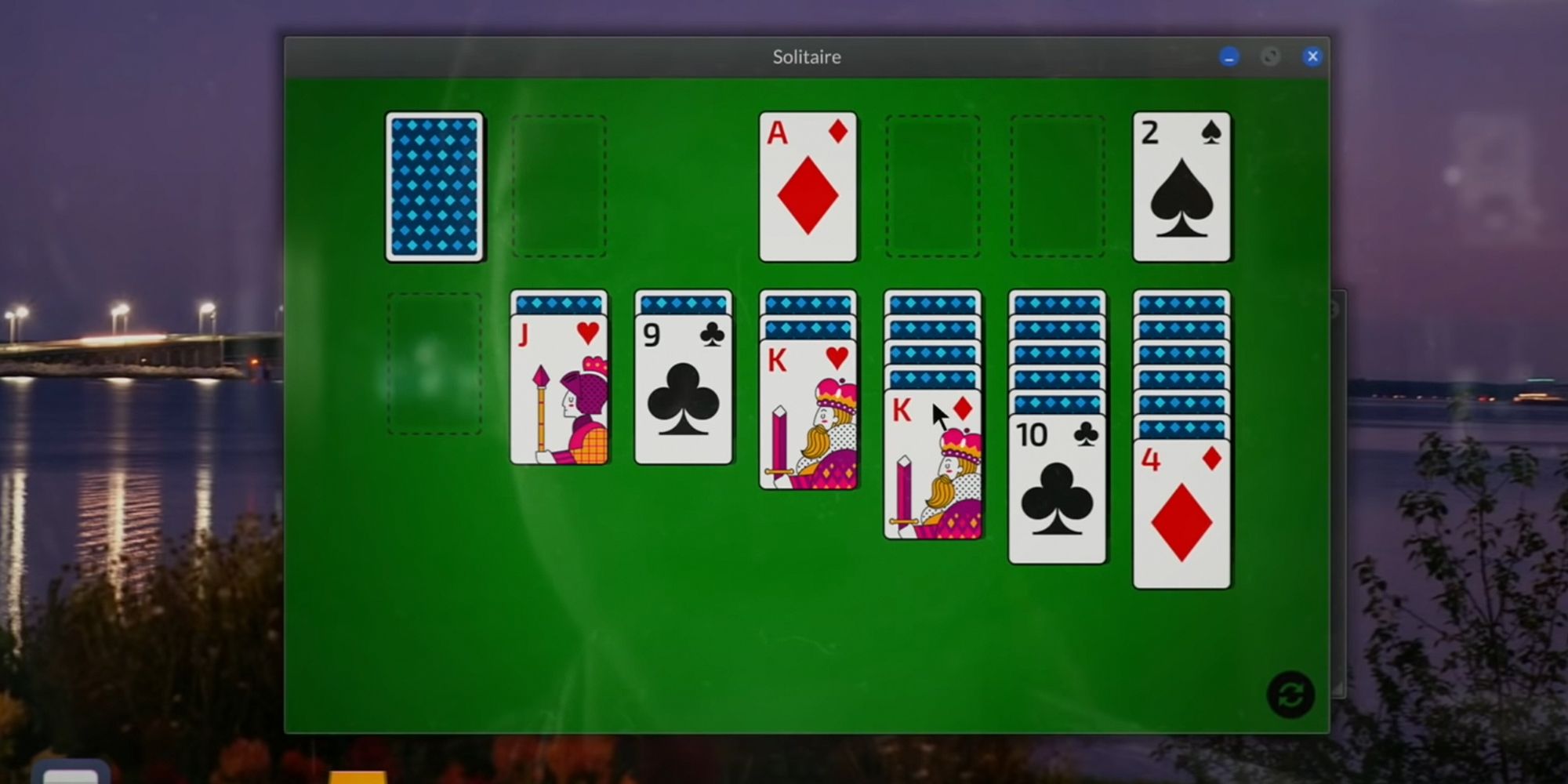 Telling Lies. Solitaire game on computer screen.