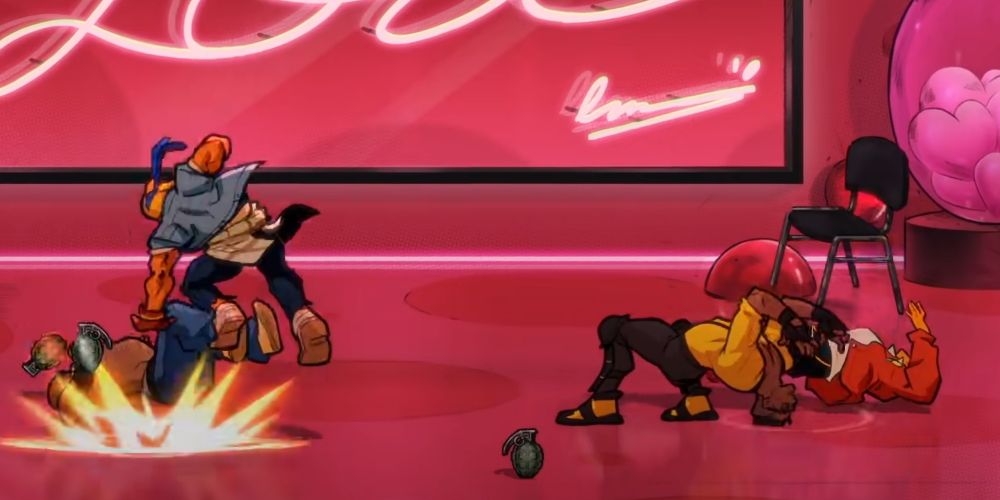 Streets Of Rage 4: Adam and Axel both uses their throw attacks. Adam's is a suplex