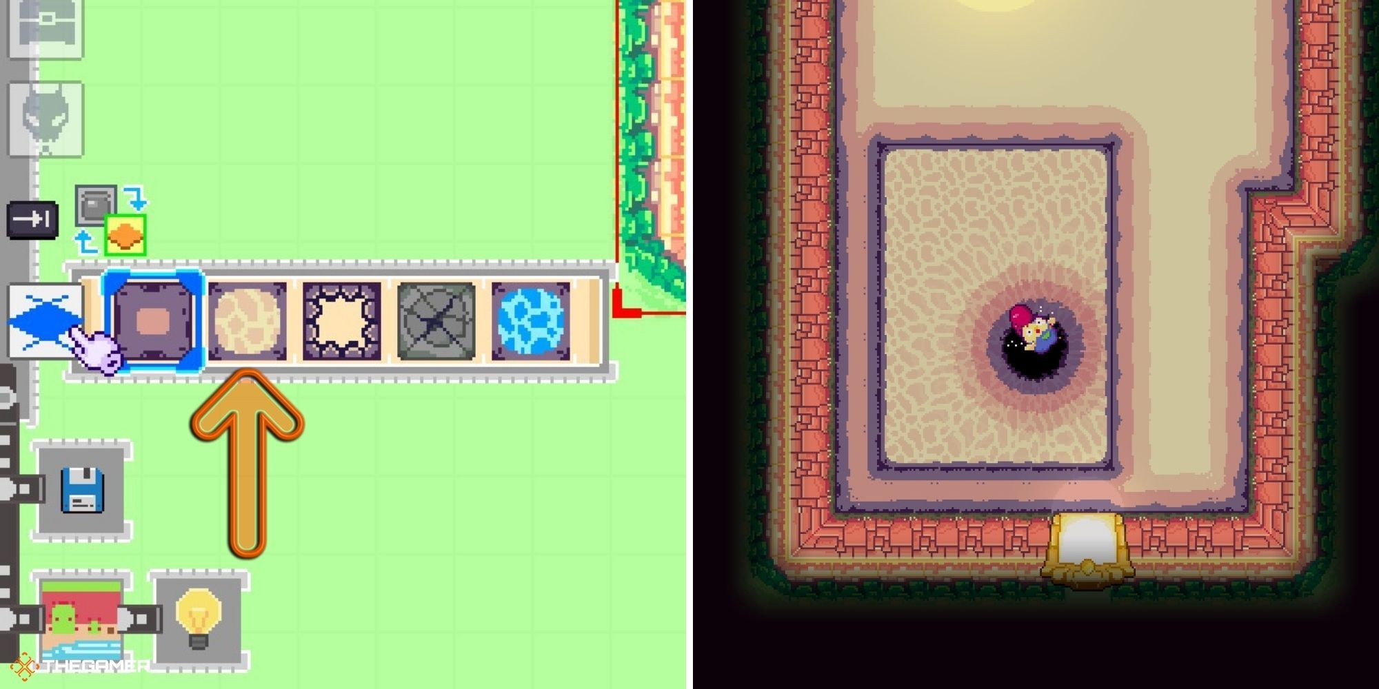 Super Dungeon Maker Dungeon Making floor options on left, floor example on right