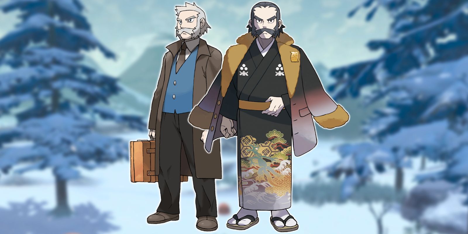 Commander Kamado and Professor Rowan in Pokemon Legends Arceus