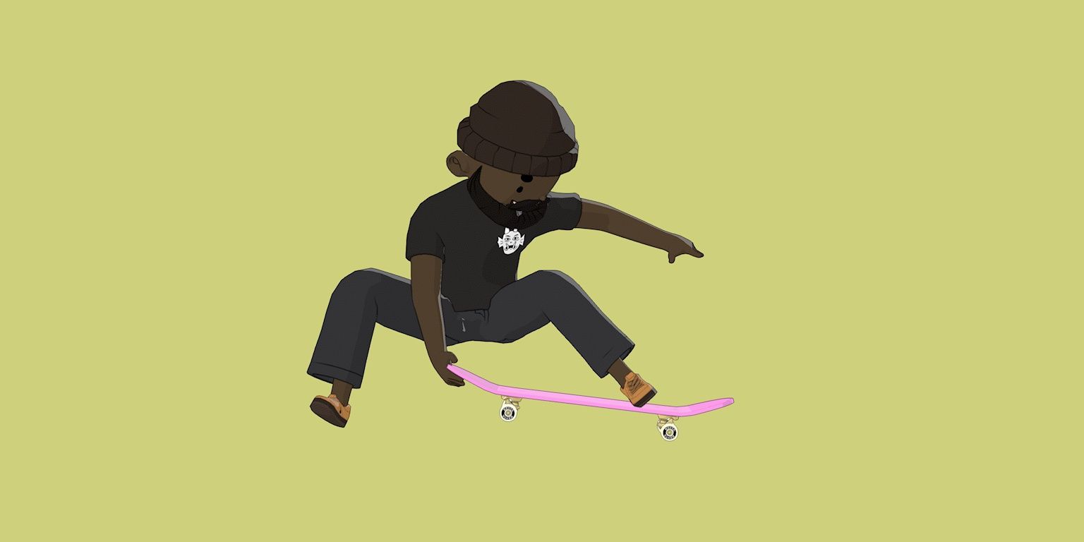 a customizable skater loading screen in olliolli world