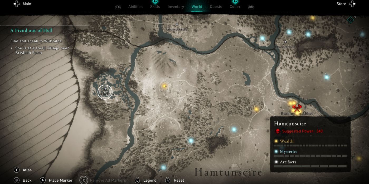 A screenshot of the mapa with The Father's location marked.