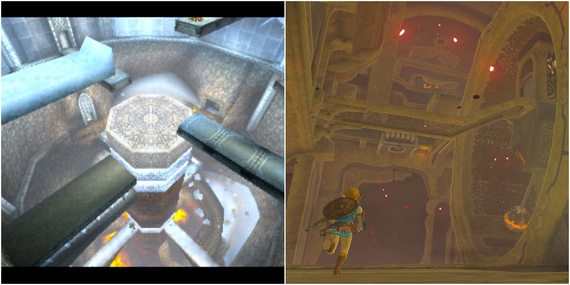 Image collage of Majoras Mask Snowhead Temple and Breath of the Wild Divine Beast Vah NaborisBeast