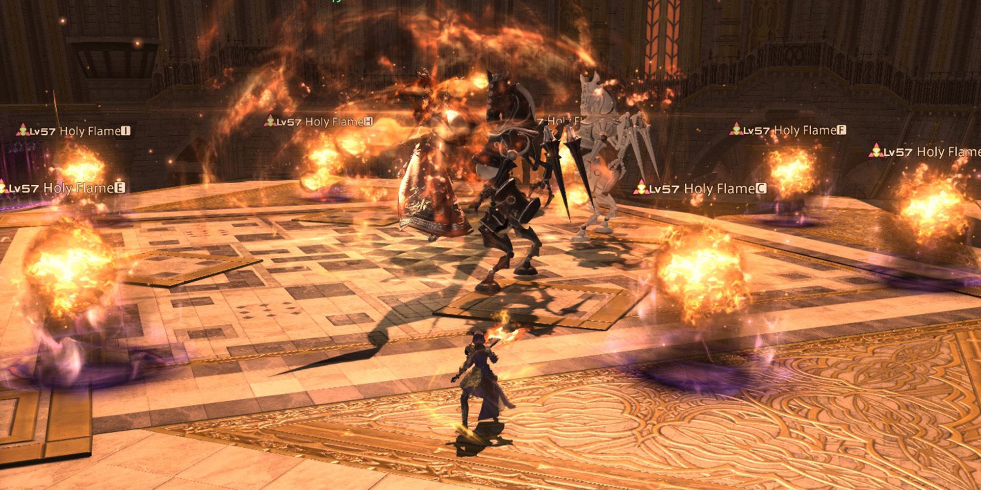 ser charibert summoning holy flames around the arena