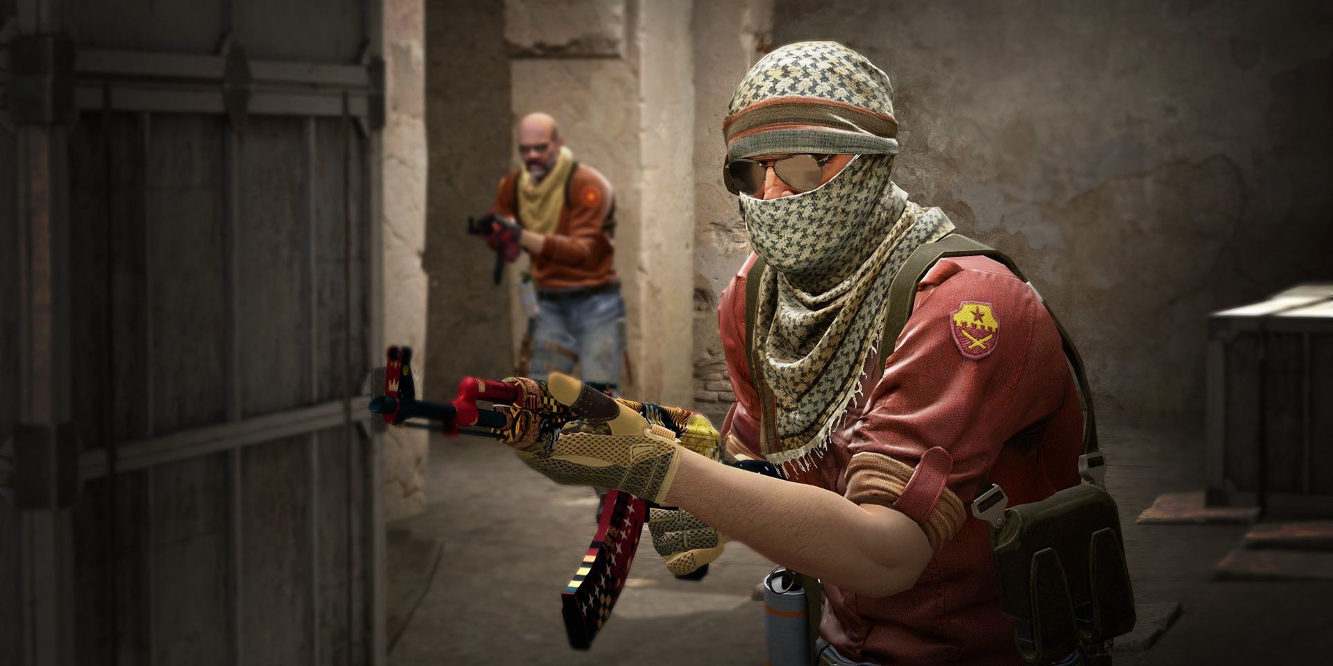 A screenshot showing two terrorists in Counter-Strike:Global Offensive