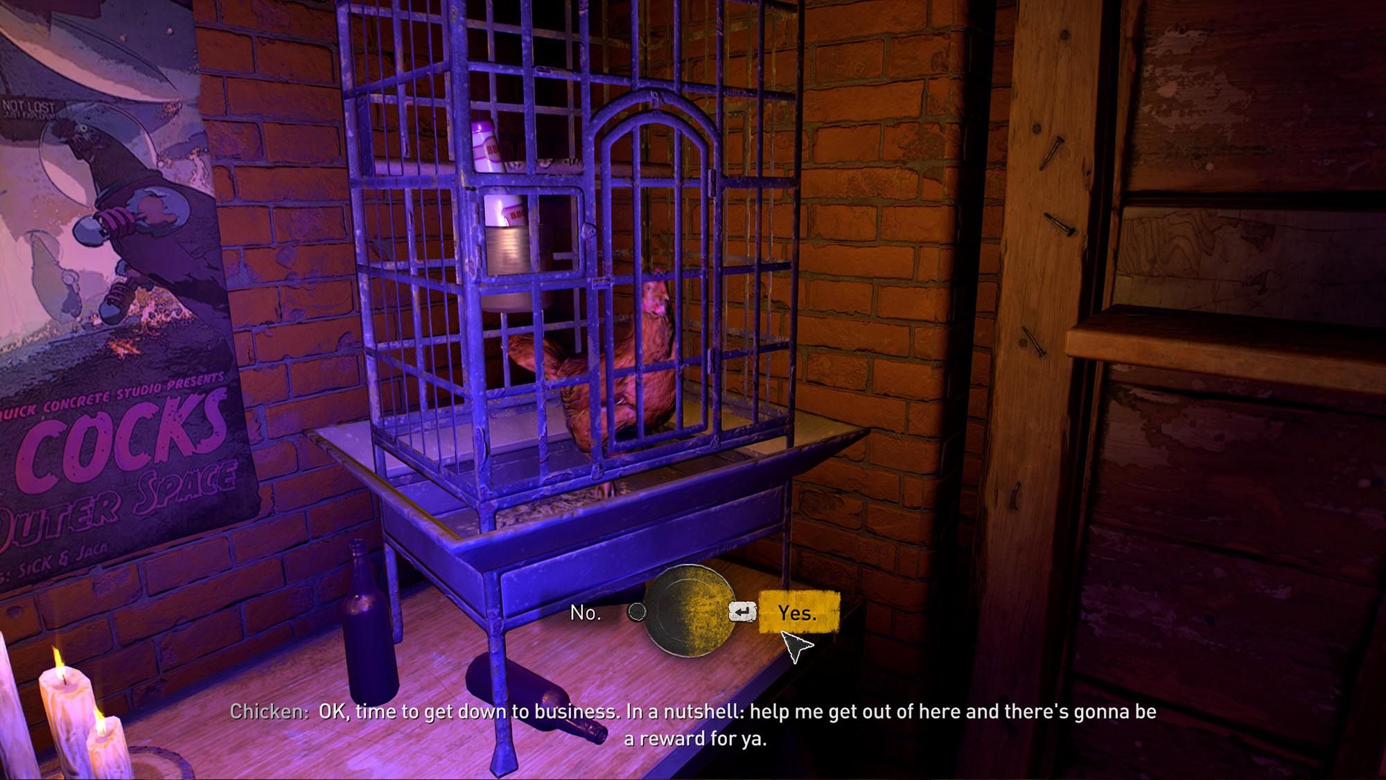 Aiden accepts the Space Cock side quest in Dying Light 2