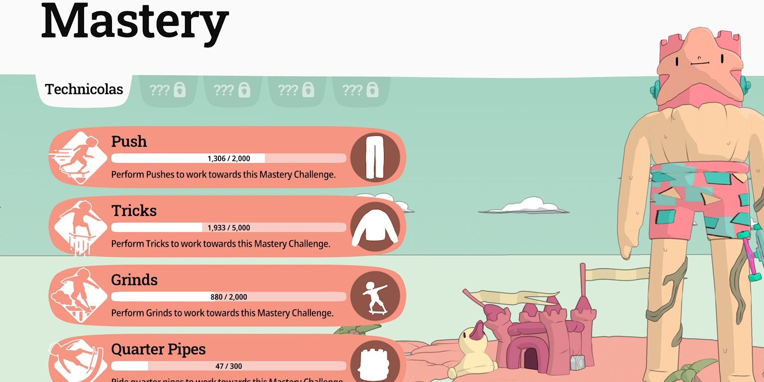 mastery challenges menu in olliolli world