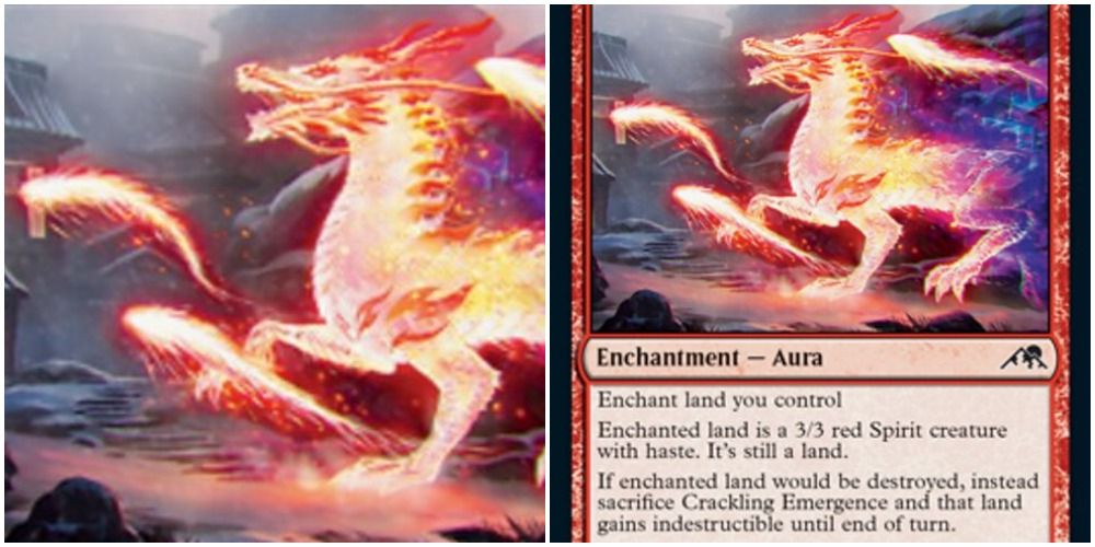 mtg crackling emergence card art and text