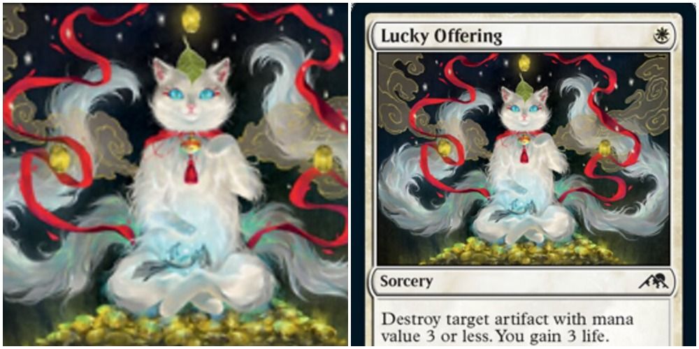 mtg lucky offering card art and text