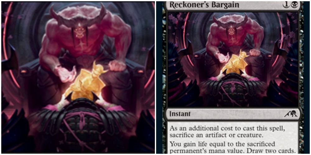 mtg reckoner's bargain card art and text