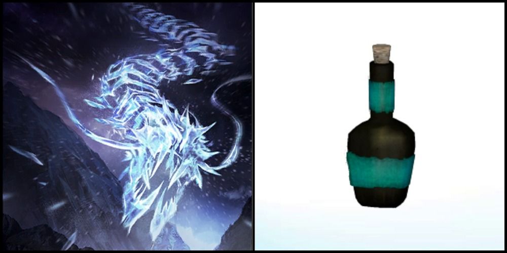 Split image with Ice Wraith to the left and the Ice Wraith essence potion to the right