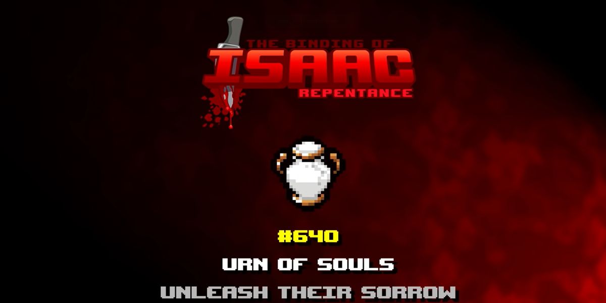 A ceramic urn, with a subtitle "Unleash their sorrow" The Binding of Isaac: Repentance