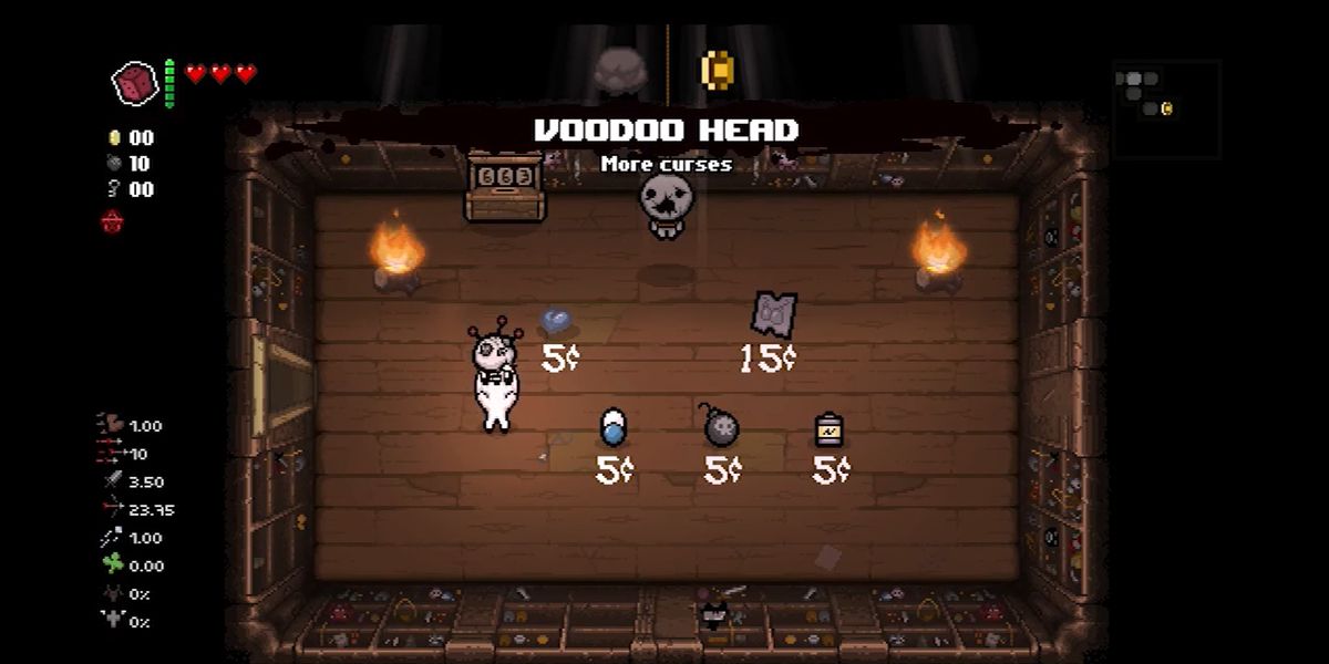 Isaac picking up Voodoo Head in the shop, The Binding of Isaac: Repentance