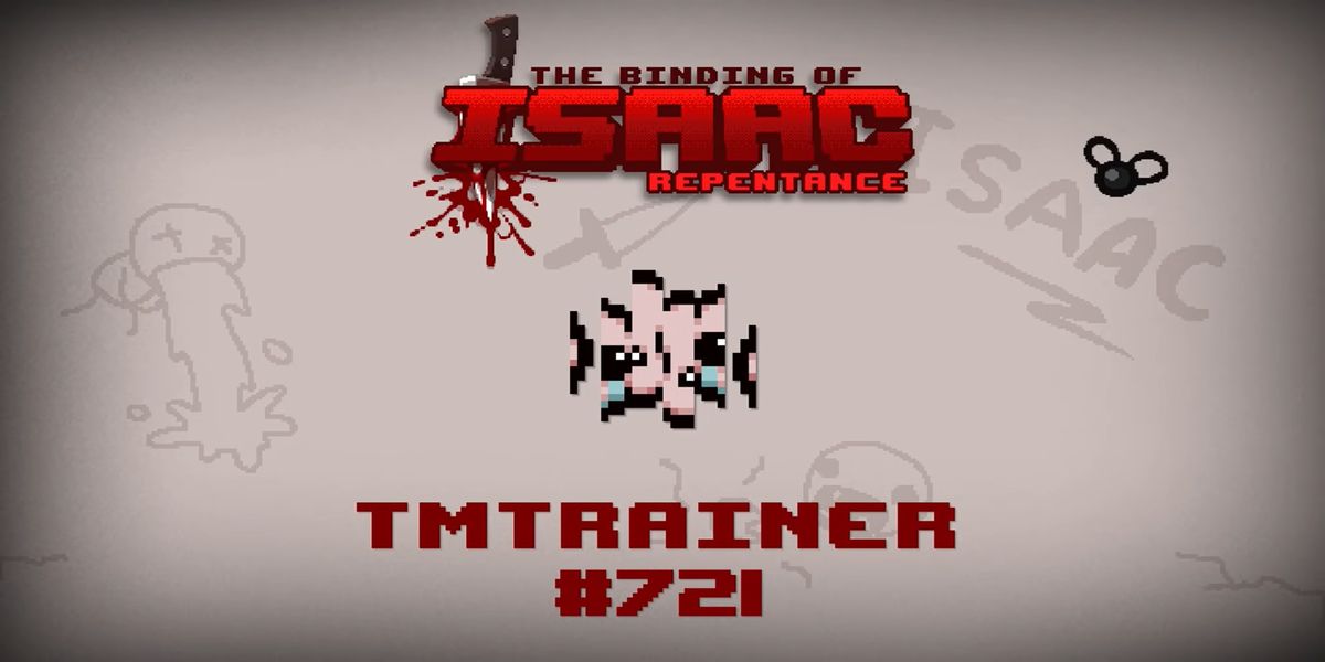A glitched out item called TMTrainer, from The Binding of Isaac: Repentance