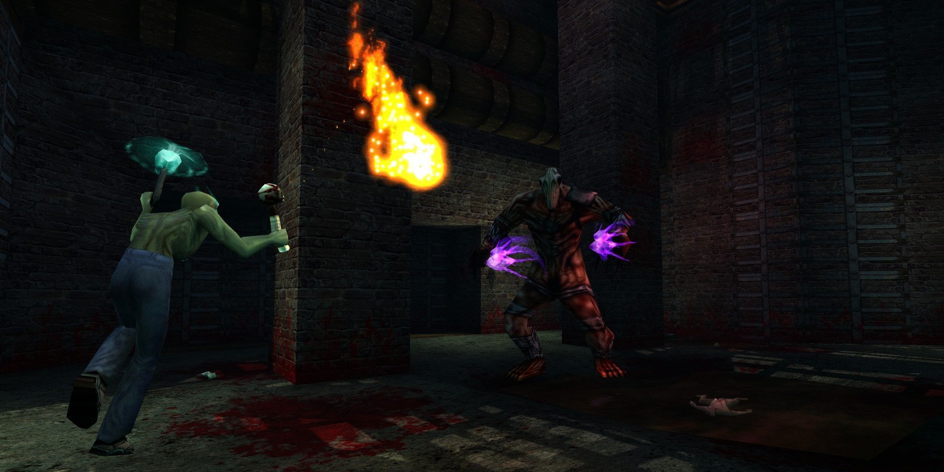 A screenshot showing gameplay in Shadow Man Remastered