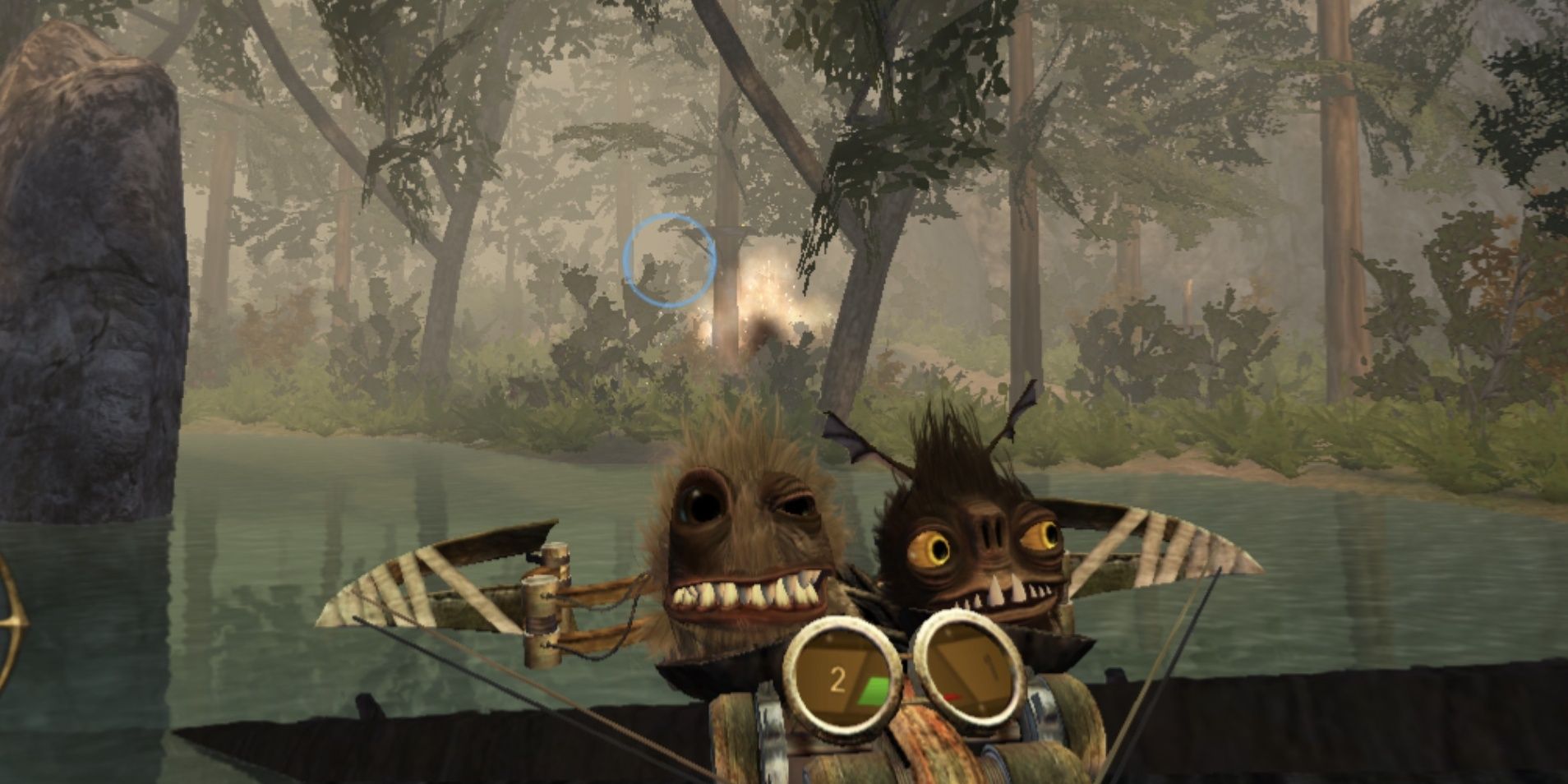 shooting out critters near pond in oddworld stranger's wrath hd