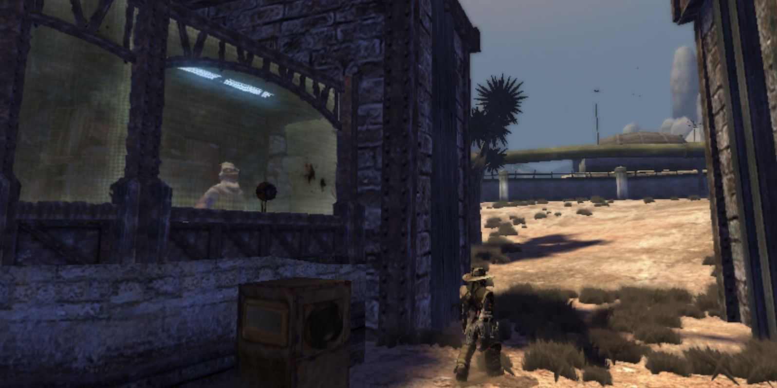 stranger walking near guard booth in oddworld stranger's wrath hd